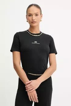 Хлопковая футболка Elisabetta Franchi, черный