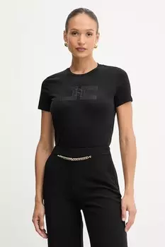 Хлопковая футболка Elisabetta Franchi, черный