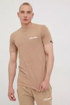 Хлопковая футболка Ellesse, коричневый