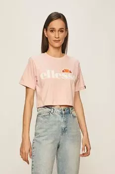 Хлопковая футболка Ellesse, розовый