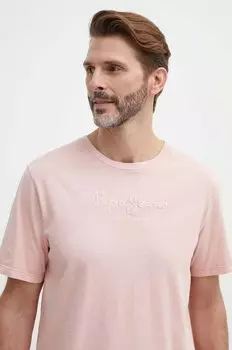 Хлопковая футболка EMB EGGO Pepe Jeans, розовый
