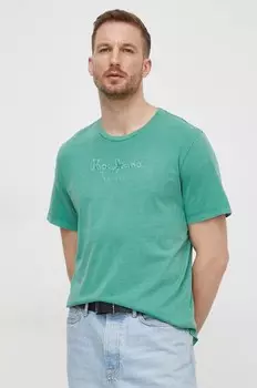 Хлопковая футболка EMB EGGO Pepe Jeans, зеленый