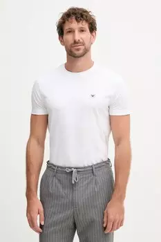 Хлопковая футболка Emporio Armani, белый