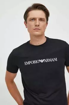 Хлопковая футболка Emporio Armani, черный