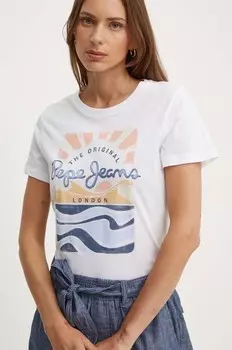 Хлопковая футболка ESHA Pepe Jeans, белый