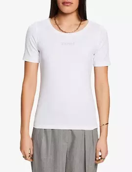 Хлопковая футболка ESPRIT, белый