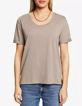 Хлопковая футболка ESPRIT, бежевый