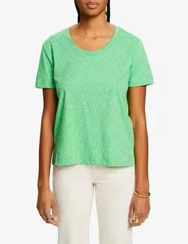 Хлопковая футболка ESPRIT, зеленый