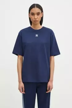 Хлопковая футболка Essential Adidas Originals, темно-синий