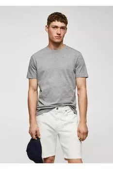 Хлопковая футболка Essential Mango, серый