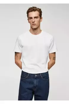 Хлопковая футболка Essential Mango, синий