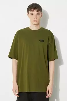 Хлопковая футболка Essential Oversize Tee The North Face, зеленый