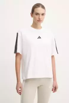 Хлопковая футболка Essentials adidas, бежевый