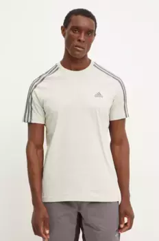 Хлопковая футболка Essentials adidas, бежевый
