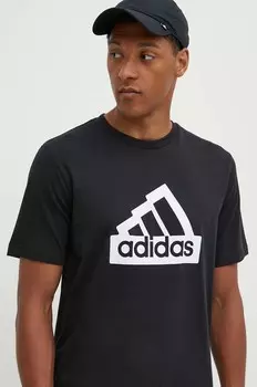 Хлопковая футболка Essentials adidas, черный