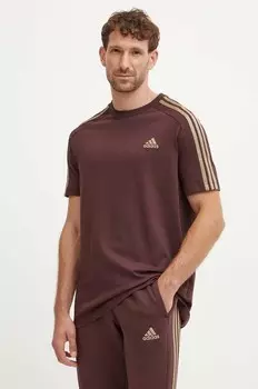 Хлопковая футболка Essentials adidas, коричневый