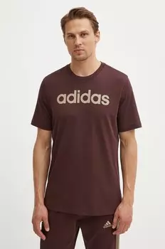Хлопковая футболка Essentials adidas, коричневый