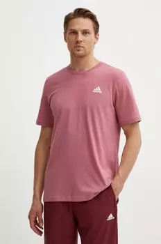 Хлопковая футболка Essentials adidas, розовый