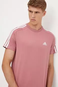Хлопковая футболка Essentials adidas, розовый