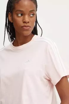 Хлопковая футболка Essentials adidas, розовый