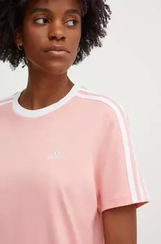 Хлопковая футболка Essentials adidas, розовый