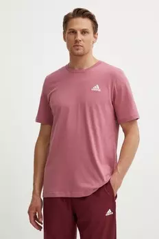Хлопковая футболка Essentials adidas, розовый