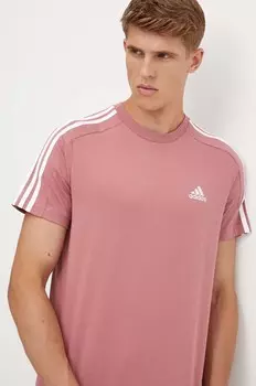 Хлопковая футболка Essentials adidas, розовый