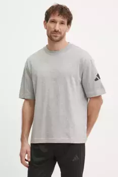 Хлопковая футболка Essentials adidas, серый