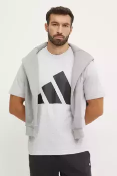 Хлопковая футболка Essentials adidas, серый