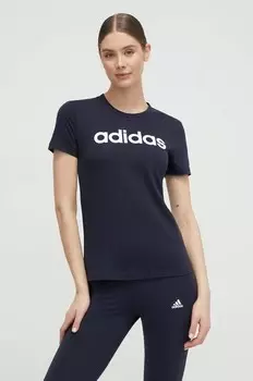 Хлопковая футболка Essentials adidas, темно-синий