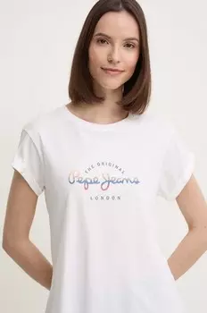 Хлопковая футболка EVETTE Pepe Jeans, белый
