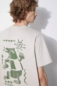 Хлопковая футболка Explorers Canyon Columbia, бежевый