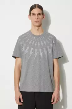 Хлопковая футболка Fairisle Thunderbolt Slim Neil Barrett, серый