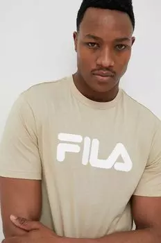 Хлопковая футболка Fila, бежевый