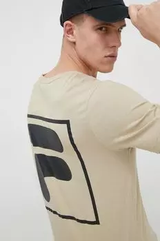 Хлопковая футболка Fila, бежевый