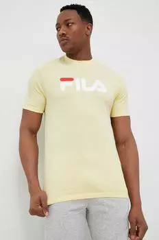 Хлопковая футболка Fila, желтый