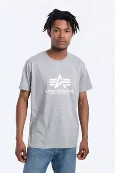 Хлопковая футболка Футболка Basic 100501 230 Alpha Industries, серый