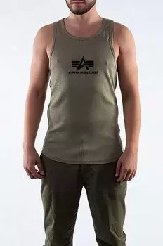 Хлопковая футболка Футболка Logo Tank 176545 154 Alpha Industries, зеленый