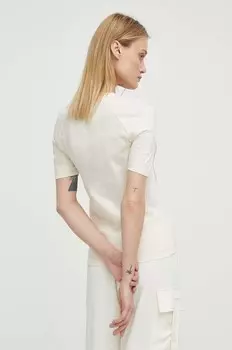 Хлопковая футболка G-Star Raw, бежевый