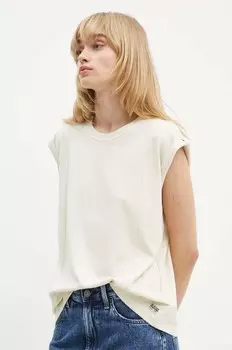 Хлопковая футболка G-Star Raw, бежевый