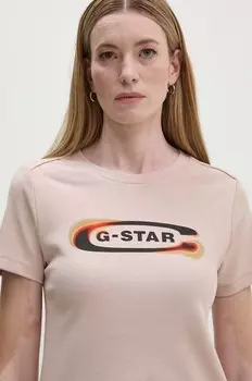 Хлопковая футболка G-Star Raw, бежевый