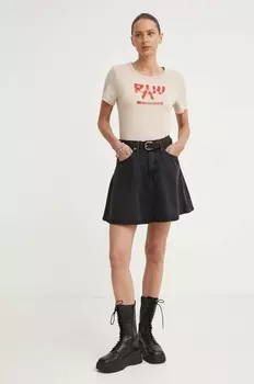 Хлопковая футболка G-Star Raw, бежевый