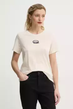 Хлопковая футболка G-Star Raw, бежевый