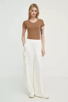 Хлопковая футболка G-Star Raw, коричневый