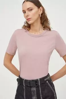 Хлопковая футболка G-Star Raw, розовый