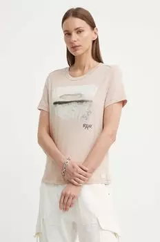 Хлопковая футболка G-Star Raw, розовый