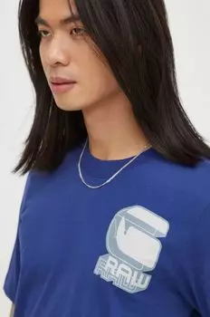 Хлопковая футболка G-Star Raw, синий