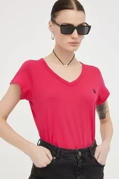 Хлопковая футболка G-Star, розовый