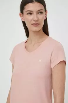 Хлопковая футболка G-Star, розовый