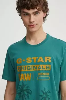 Хлопковая футболка G-Star, зеленый